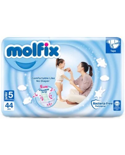 Бебешки пелени Molfix - Junior 5, 11-18 kg, 44 броя - 1