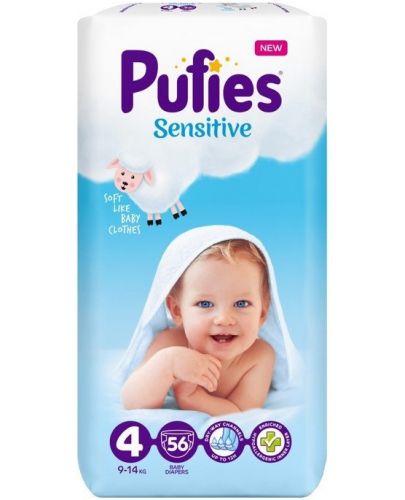 Бебешки пелени Pufies Sensitive 4, 56 броя - 1