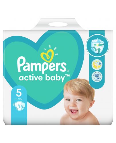 Бебешки пелени Pampers - Active Baby 5, 78 броя  - 8