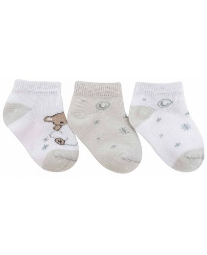 Бебешки летни чорапи Kikka Boo - Dream Big, 6-12 месеца, 3 броя, Beige  - 2