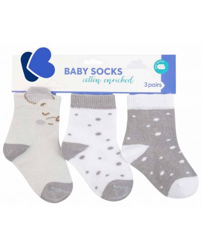 Бебешки чорапи с 3D уши Kikka Boo - Joyful Mice, 0-6 месеца, 3 чифта - 1