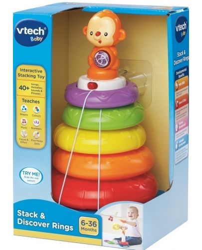 Бебешка играчка Vtech - Интерактивни рингове за нанизване - 1