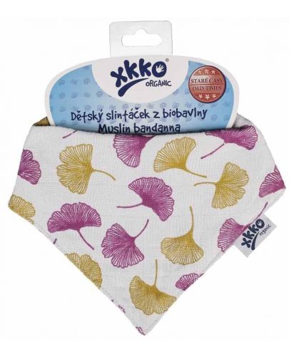 Бебешка бандана от органичен памук Xkko - Gingko - 1
