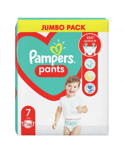 Бебешки пелени гащи Pampers, 7, Jumbo Pack, 38 броя - 3