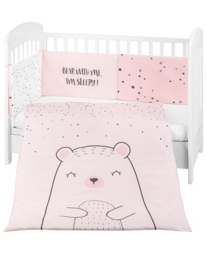 Бебешки спален комплект от 2 части KikkaBoo - Bear with me Pink, 60 х 120 cm - 1