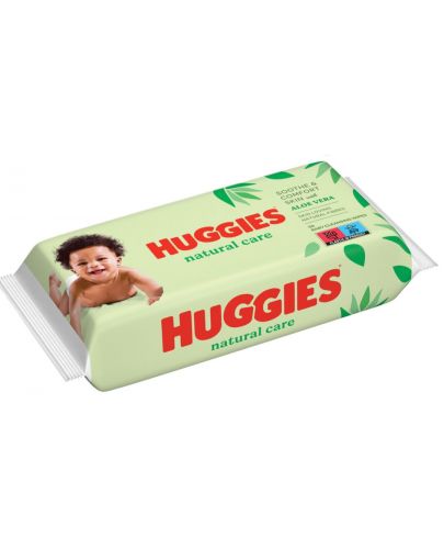 Бебешки мокри кърпички Huggies - Natural Care, 56 броя - 2