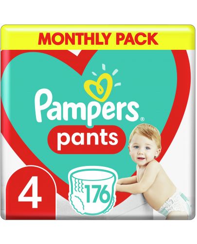 Бебешки пелени гащи Pampers 4, 176 броя - 1
