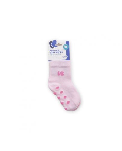 Бебешки чорапи против подхлъзване Kikka Boo - Памучни, 6-12 месеца, светлорозови - 1