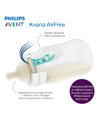 Шише за хранене Philips Avent Anti-colic, 1м+ с анти-колик клапа AirFree, 260 ml - 4