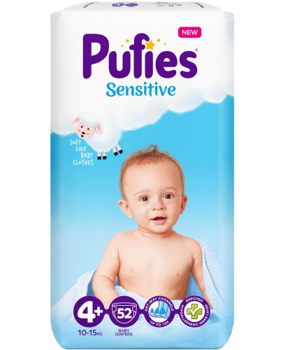 Бебешки пелени Pufies Sensitive 4+, 52 броя - 1