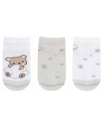 Бебешки летни чорапи Kikka Boo - Dream Big, 6-12 месеца, 3 броя, Beige  - 3