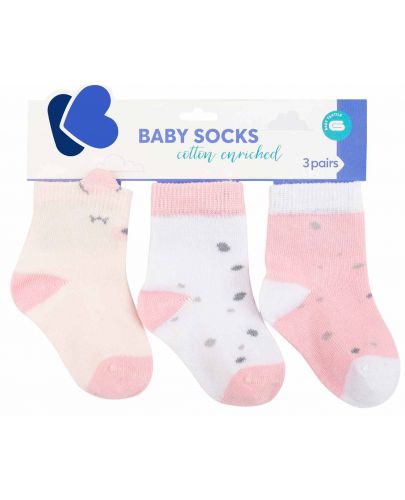 Бебешки чорапи с 3D уши Kikka Boo - Bear with me, 2-3 години, 3 чифта, Pink - 1