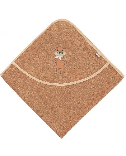 Бебешка хавлия с качулка Sterntaler - От органичен памук, 80 x 80 cm, кафява - 1