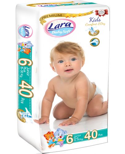Бебешки пелени Lara Premium - Junior Plus, 15-30 kg,  40 броя - 1