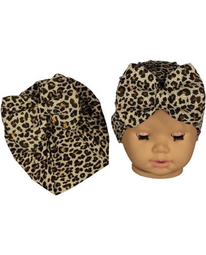 Бебешка шапка тип тюрбан NewWorld - Леопардова - 1