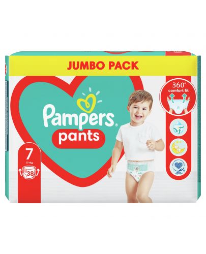 Бебешки пелени гащи Pampers, 7, Jumbo Pack, 38 броя - 2