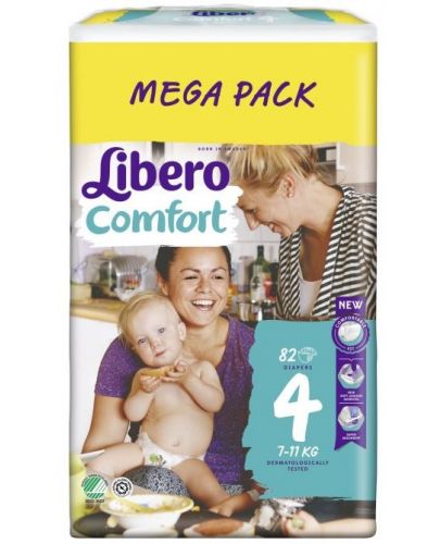 Бебешки пелени Libero Comfort - Mega 4, 82 броя  - 1