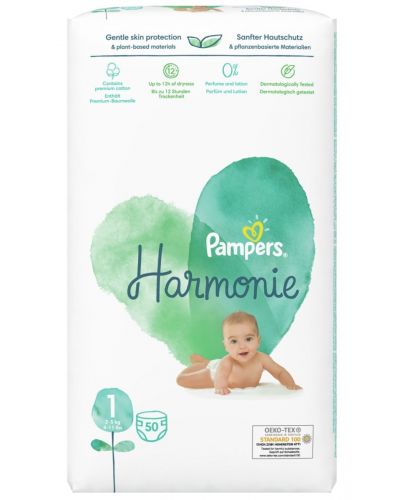 Бебешки пелени Pampers - Pure 1, 50 броя - 1