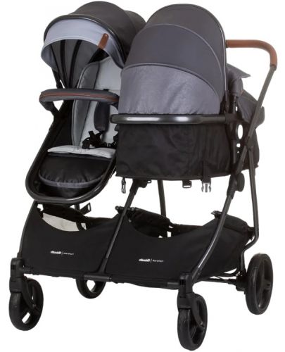 Бебешка количка за близнаци Chipolino - Дуо Смарт, сребърно сиво - 5