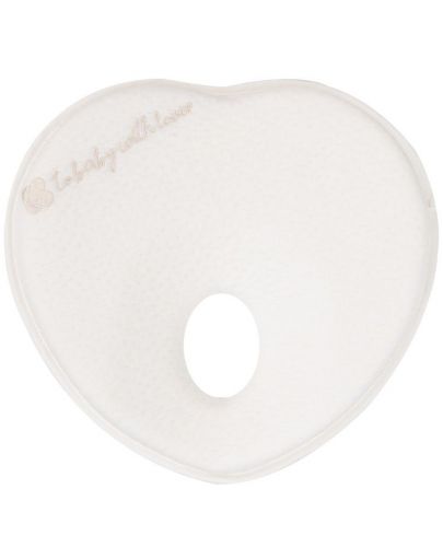 Бебешка мемори ергономична възглавница KikkaBoo - Heart Airknit, бяла - 1
