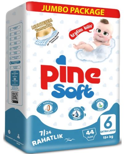 Бебешки пелени Pine Soft - Extra Large 6, 44 броя - 1