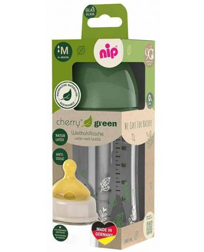 Бебешко шише за момче NIP Green - Cherry, Flow S, 240 ml - 3
