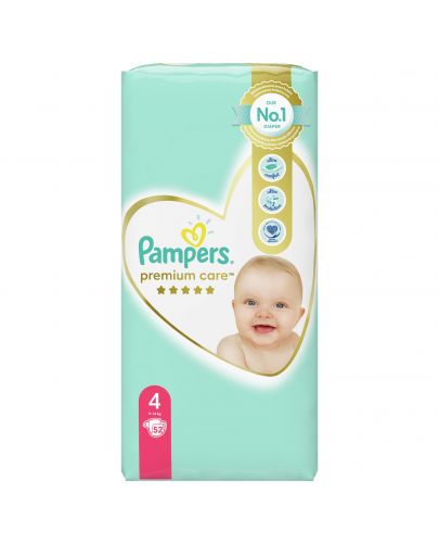 Бебешки пелени Pampers - Premium Care 4, 52 броя  - 2