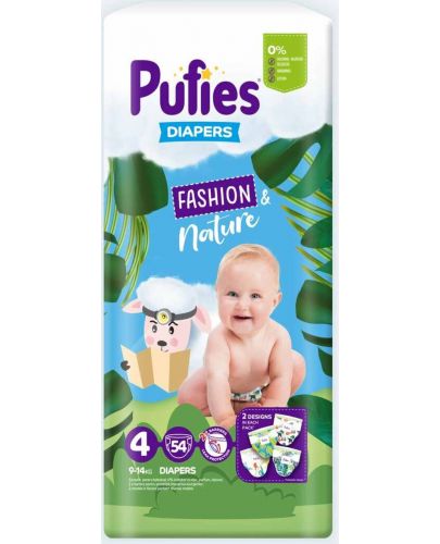 Бебешки пелени Pufies Fashion & Nature 4, 54 броя - 1