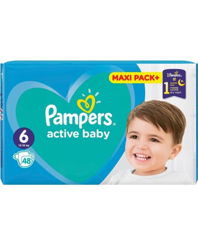 Бебешки пелени Pampers - Active Baby 6, 48 броя  - 1