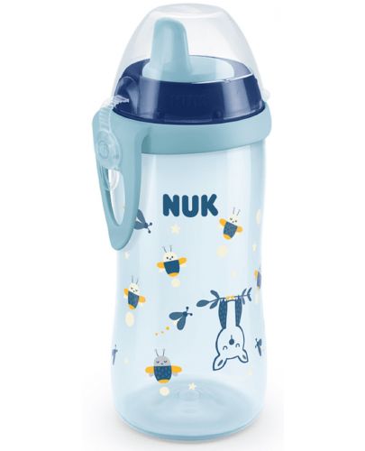 Бебешко шише с твърд накрайник Nuk - Glow in the Dark, синьо, 300 ml - 1