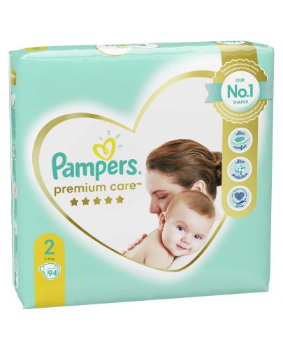 Бебешки пелени Pampers - Premium Care 2, 94 броя  - 1