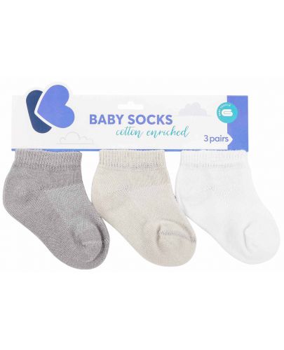 Бебешки летни чорапи Kikka Boo - 2-3 години, 3 броя, Grey   - 1
