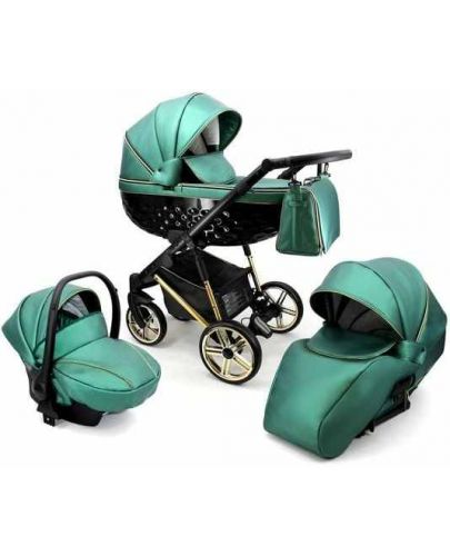 Бебешка количка 3 в 1 Adbor - Avenue 3D, зелена - 1