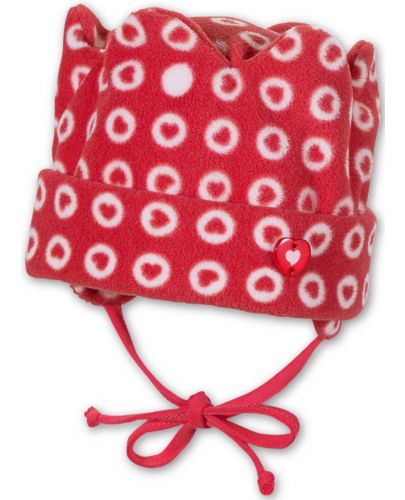 Бебешка зимна шапка Sterntaler - Червено-бяло, 47 cm, 9-12 месеца - 1