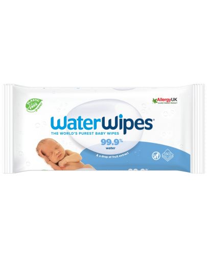 Бебешки почистващи кърпички Water Wipes Baby, 60 броя - 1