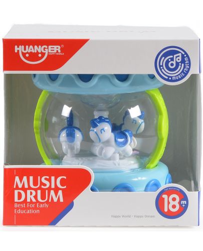 Бебешка музикална играчка Huanger - Барабан, син - 4