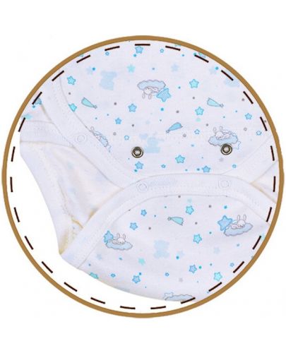 Бебешко боди с дълъг ръкав Bio Baby - Органичен памук, 68 cm, 4-6 месеца, бяло-синьо - 2