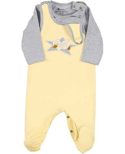 Бебешки гащеризон и блузка Sterntaler - С пате, 56 cm, 3-4 месеца, жълт - 3