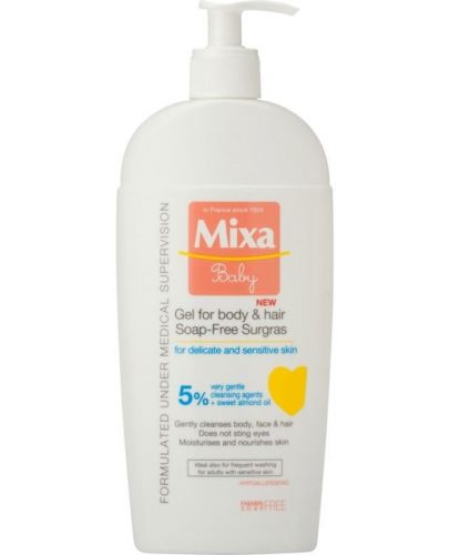 Бебешки гел за коса и тяло Mixa, 250 ml  - 1