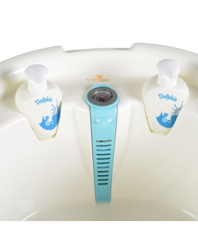 Бебешка вана с вграден термометър и аксесоари Cangaroo Dolphin, синя - 3