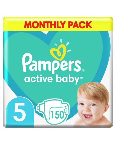 Бебешки пелени Pampers - Active Baby 5, 150 броя  - 4