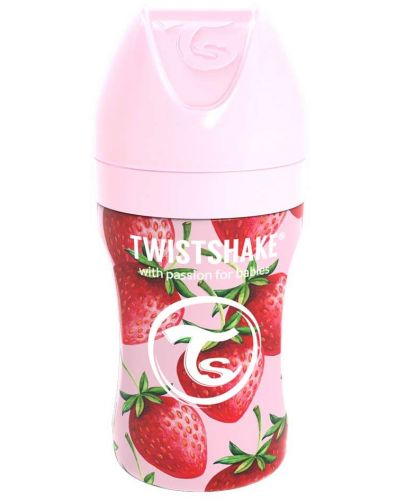 Бебешко шише Twistshake - Розова ягода, неръждаема стомана, 260 ml - 2