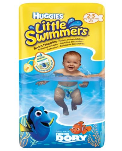 Бебешки бански пелени Huggies Little Swimmers - Размер 2-3, 3-8 kg, 12 броя - 1