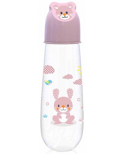Бебешко шише Lorelli - Animals, с релефна капачка, Blush Pink, 250 ml   - 1