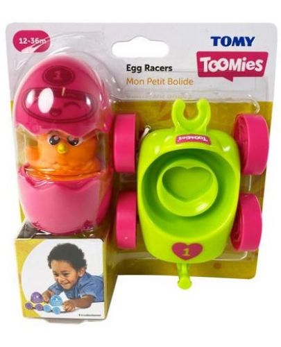 Бебешка играчка Tomy Toomies - Състезателно яйце, Приятелче, розово - 2