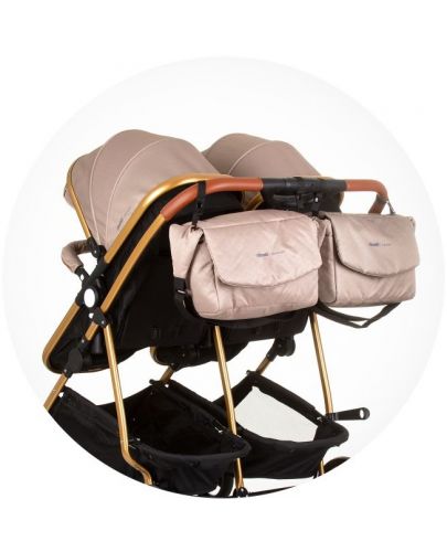Бебешка количка за близнаци Chipolino - Дуо Смарт, златно бежово - 10