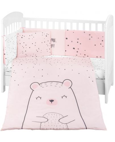 Бебешки спален комплект от 6 части KikkaBoo - Bear with me, Pink, 60 х 120 cm - 1