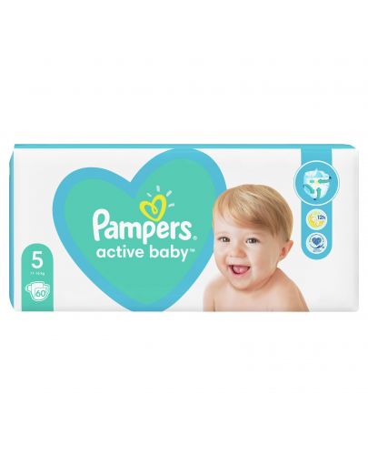 Бебешки пелени Pampers - Active Baby 5, 60 броя  - 9