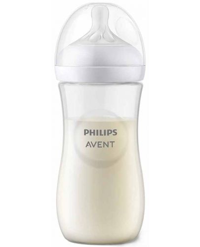 Бебешко шише Philips Avent - Natural Response 3.0, с биберон 3m+, 330 ml - 3