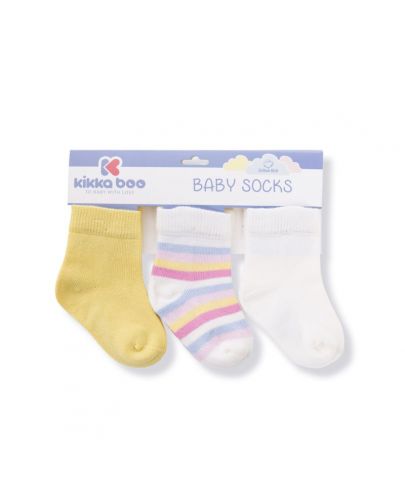 Бебешки чорапи Kikka Boo Stripes - Памучни, 2-3 години, жълти - 1